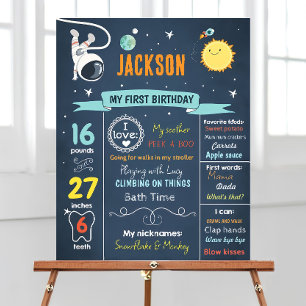 Editable Outer Space Birthday Milestones Sign Astr