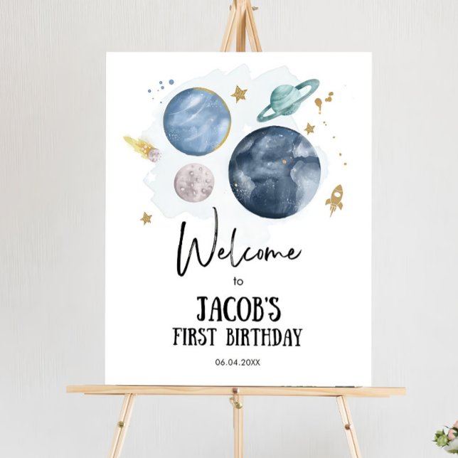 Editable Outer Space Birthday Welcome Sign 1st BDA (Creator Uploaded)