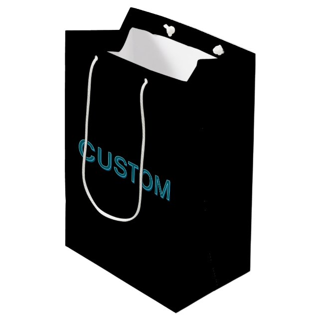 Editable Outlined Lettering w/Drop Shadow  Medium Gift Bag (Front Angled)