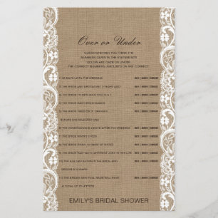 Editable Over or Under Bridal Shower Game