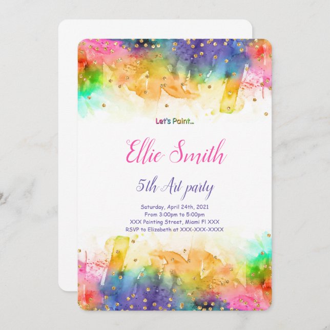 Editable Painting Birthday Invitation  (Front/Back)