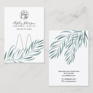 Editable palm leaf logo jewelry ring holder business card