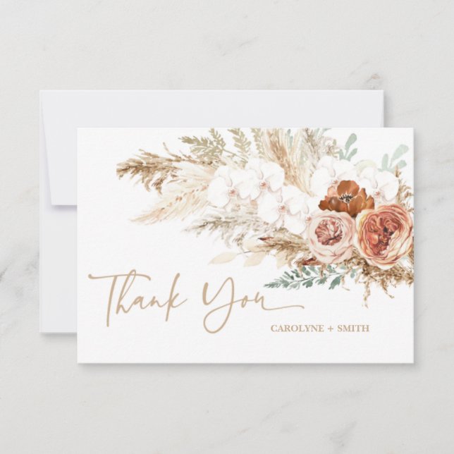 Editable Pampas Grass Baby Shower Thank You Card (Front)