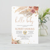 Editable Pampas Grass, Bohemian Baby Shower Invitation (Standing Front)
