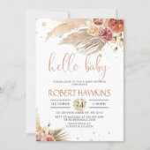 Editable Pampas Grass, Bohemian Baby Shower Invitation (Front)