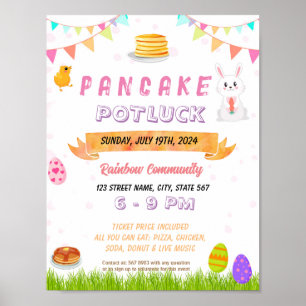 Editable Pancakes with Easter Bunny flyer Poster