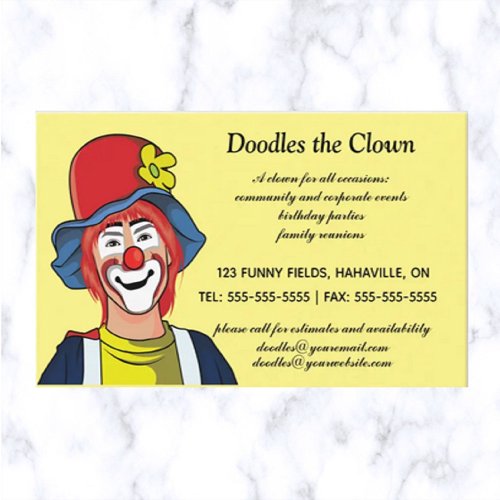 Editable Party Clown Business Business Card