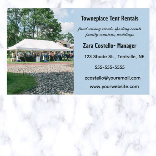 Editable Party Event Tent Rental Business Card