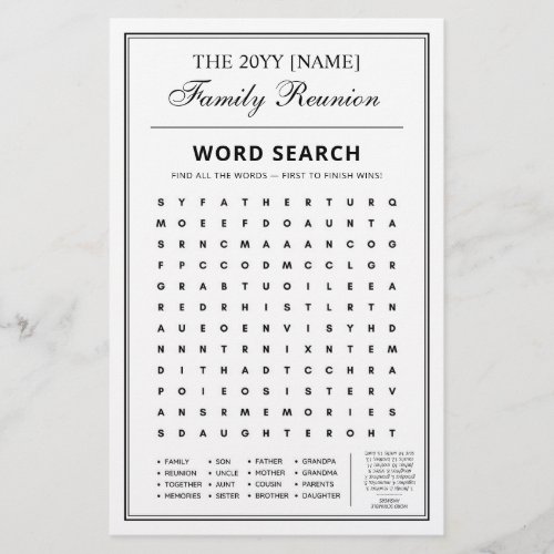 Editable Party Games, Family Reunion Word Games 