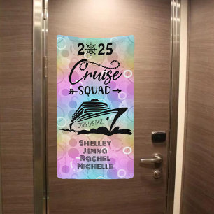 Editable Pastel Bubbles Cruise Squad Cruise Door Banner