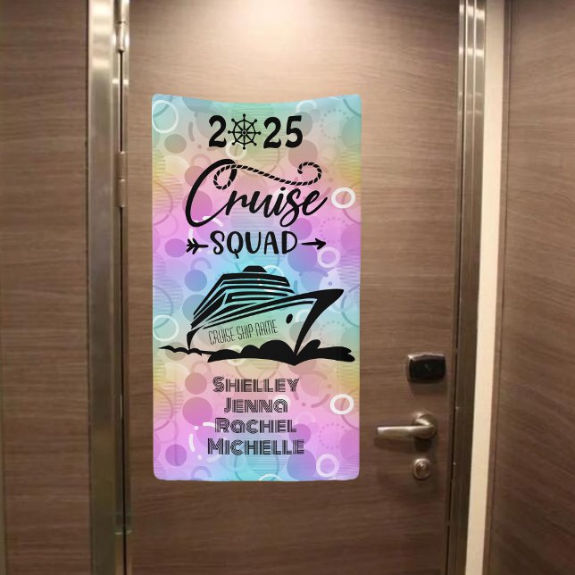 Editable Pastel Bubbles Cruise Squad Cruise Door Banner (Creator Uploaded)