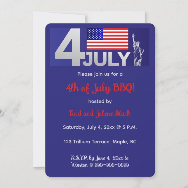  Editable Patriotic 4th Of July Celebration  Invitation (Front)