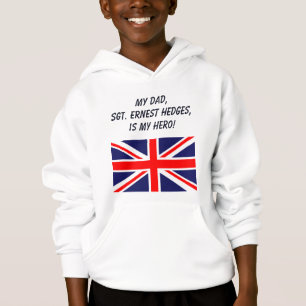 Editable Patriotic Union Jack Hero Dad Hoodie
