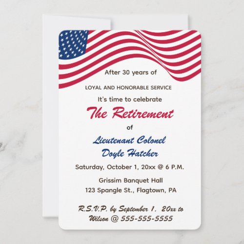Editable Patriotic USA Flag Military Retirement