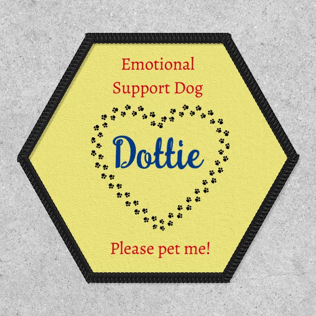 Editable Paw Prints Heart Personal Support Dog Patch (Front)