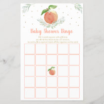 Editable Peach Gold Floral Baby Shower Bingo Game