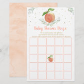 Editable Peach Gold Floral Baby Shower Bingo Game (Front/Back)