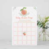 Editable Peach Gold Floral Baby Shower Bingo Game (Standing Front)