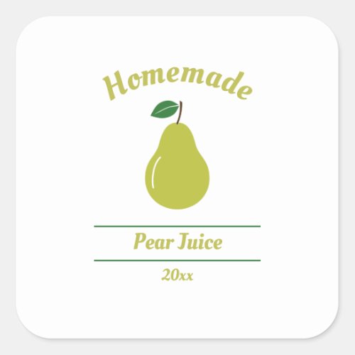 Editable Pear Juice Label Sticker