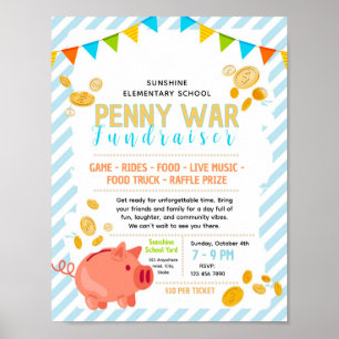 Editable Penny War Fundraiser Flyer Poster