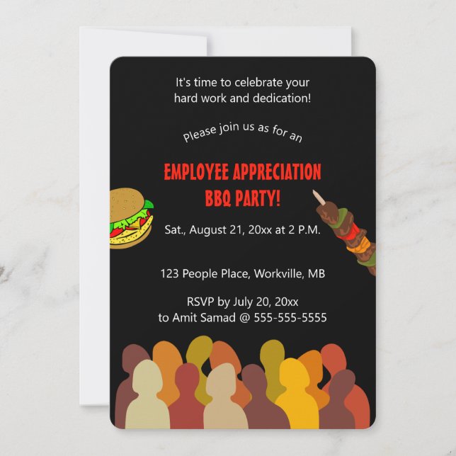 Editable People Employee Appreciation BBQ Party Invitation (Front)