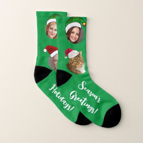 Editable Personalized Photo Merry Christmas Socks