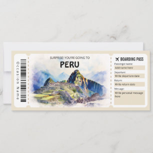 Editable Peru Plane Boarding Pass Invitation
