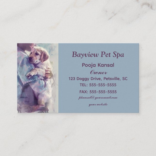 Editable Pet Spa Business Card (Front)