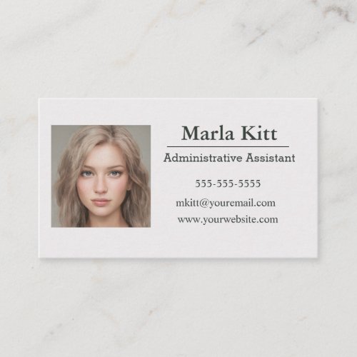 Editable Photo Administrative Assistant Business Card
