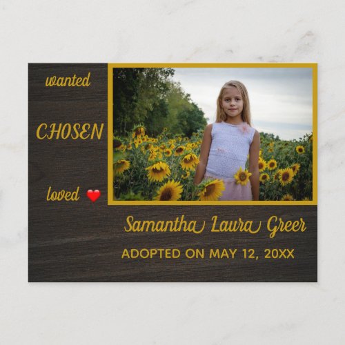 Editable Photo Adoption  Announcement Postcard