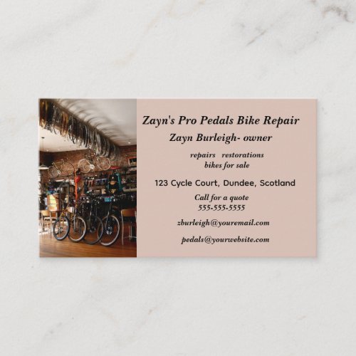 Editable Photo Bike Pro Pedals Bike Repair Business Card