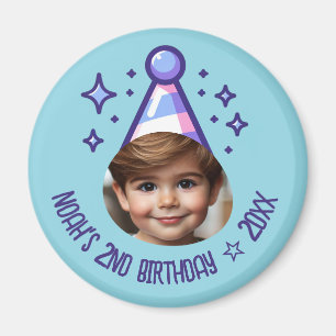 Editable Photo Birthday Party Hat Keepsake Magnet