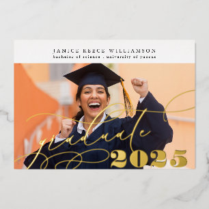 Editable Photo College Graduation GOLD Foil I Invitation