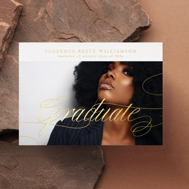 Editable Photo College Graduation GOLD Foil Invitation (Creator Uploaded)