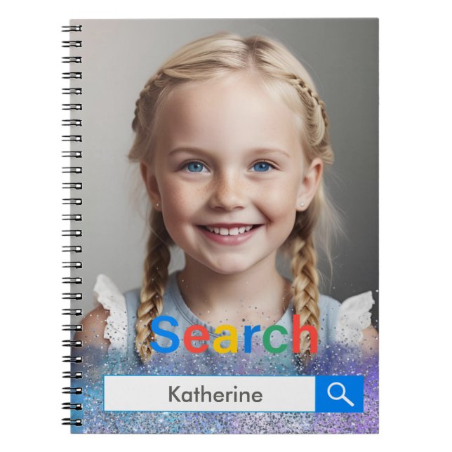 Editable Photo Google search Bar unique gift Notebook (Front)