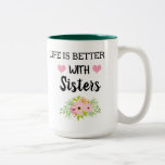 Editable Photo Life is Better With Sisters Two-Tone Coffee Mug
