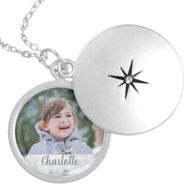 Editable Photo Name Template Locket Necklace (Front)