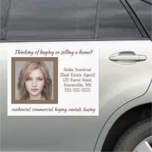 Editable Photo Real Estate Agent Car Magnet