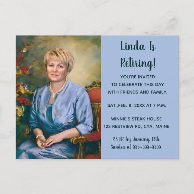 Editable Photo Retirement Party Invitation (Front)