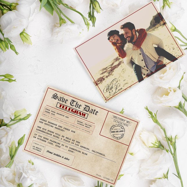 Editable Photo Rustic old fashioned wedding Save The Date (Creator Uploaded)