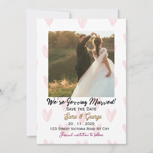 Editable Photo Save the Date Wedding Invitation (Front)
