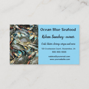 Editable Photo Seafood Distributor  Business Card