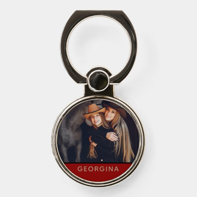 Editable Photo Template With Personalized Name Phone Ring Stand (Front)