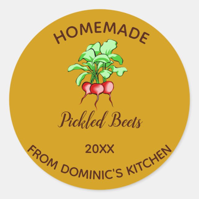 Editable Pickled Beets Classic Round Sticker (Front)