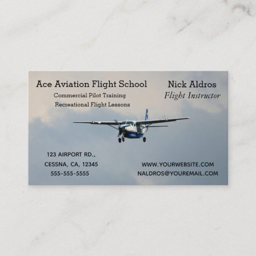 Editable Pilot Flight Training Business Card
