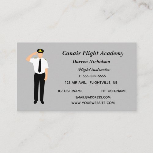 Editable Pilot Instructor Business Card