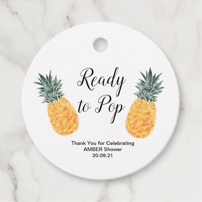  EDITABLE Pineapple theme Baby Shower tags  (Front)