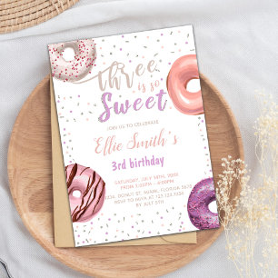 Editable Pink 3rd Birthday Party Invite