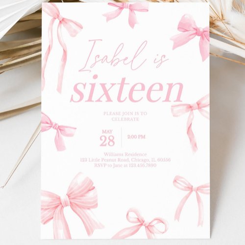 Editable Pink Bow Birthday Invitation Pink Bow Gir