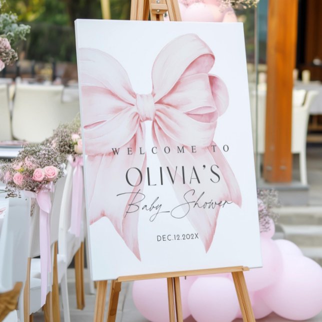 EDITABLE Pink Bow Welcome Sign for Baby Shower Min (Creator Uploaded)